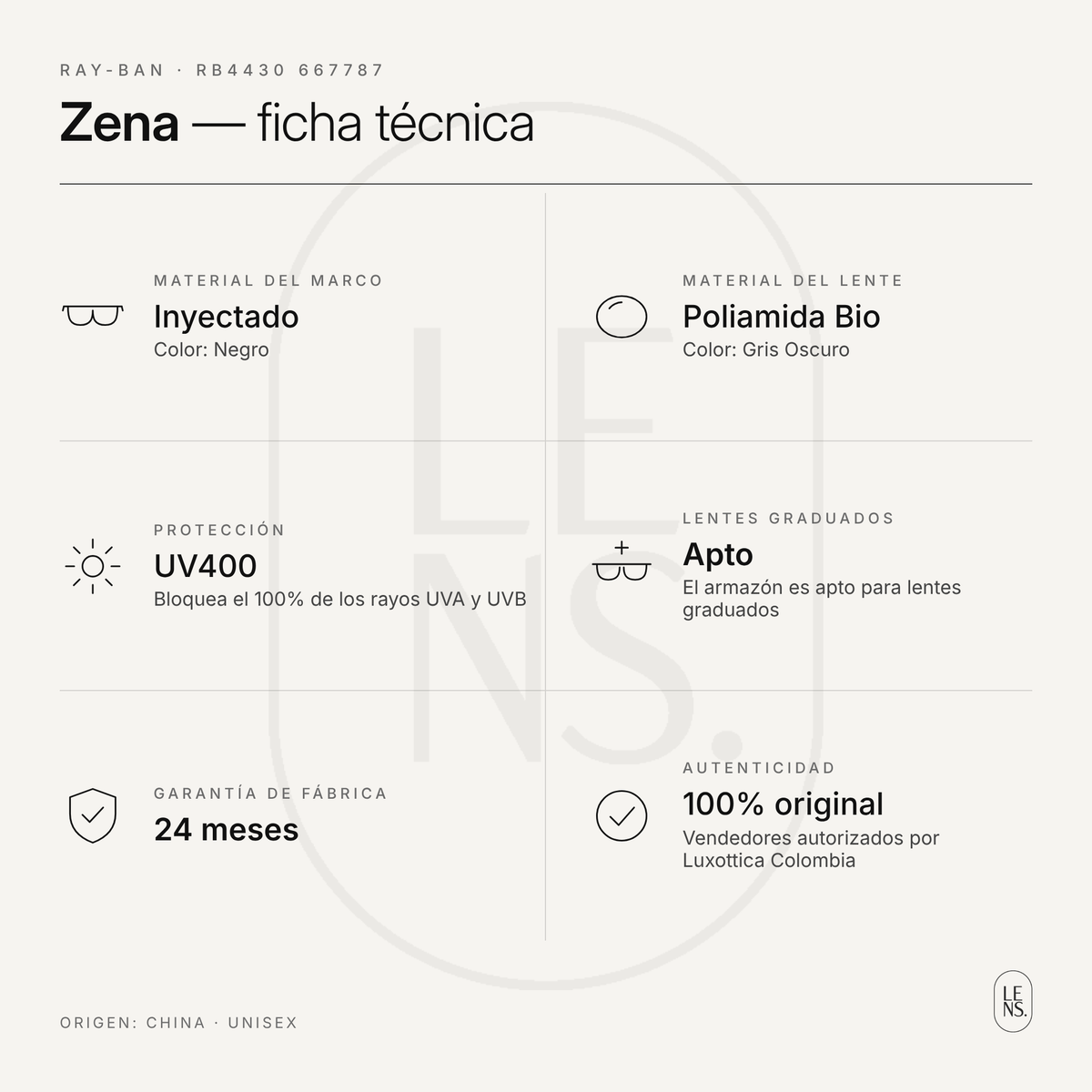 Ray-Ban Zena RB4430 – Gafas de Sol · Negro / Gris Oscuro