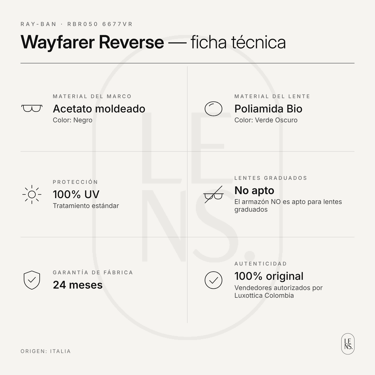 Ray-Ban Wayfarer Reverse – Gafas de Sol Verde